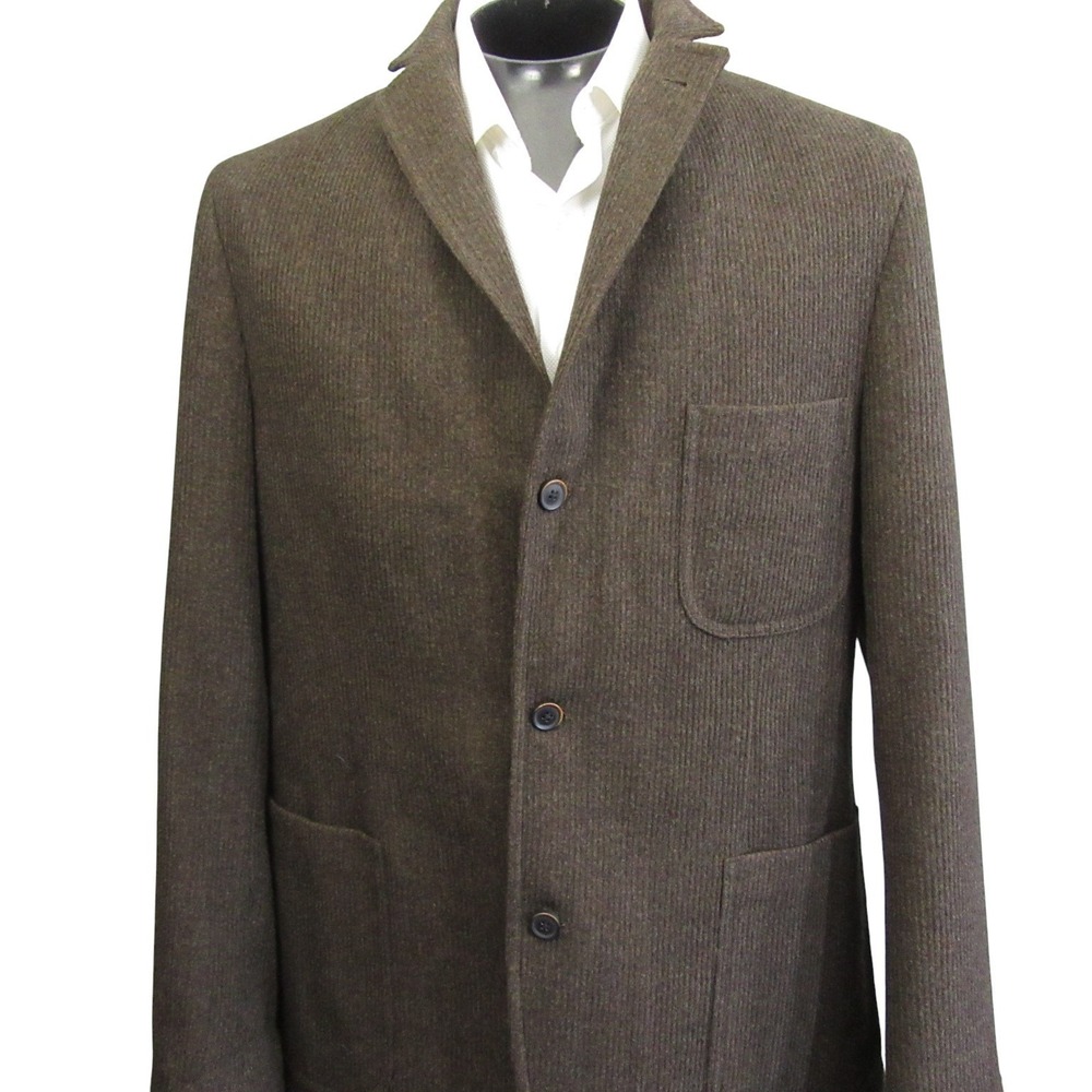 Kroon Tweed Sport Coat 46L 3 Button Brown Textured Stripe Unstructured 2 Vent - Picture 5 of 11